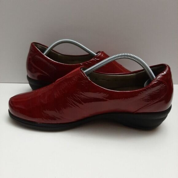 WALDLÄUFER Low Wedge Loafers Red Patent Leather Shoes Sz US 10 - Picture 12 of 16